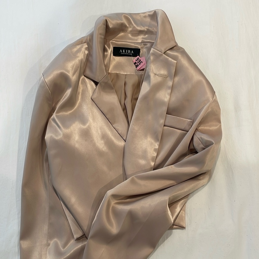 Never worn gold silk blazer, size small